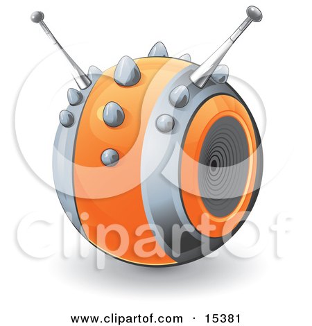 Orange Circular Robot With Antennae, Resembling A Speaker Clipart Image Picture by Leo Blanchette
