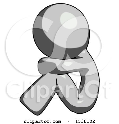 Gray Design Mascot Man Sitting with Head down Facing Sideways Left by Leo Blanchette