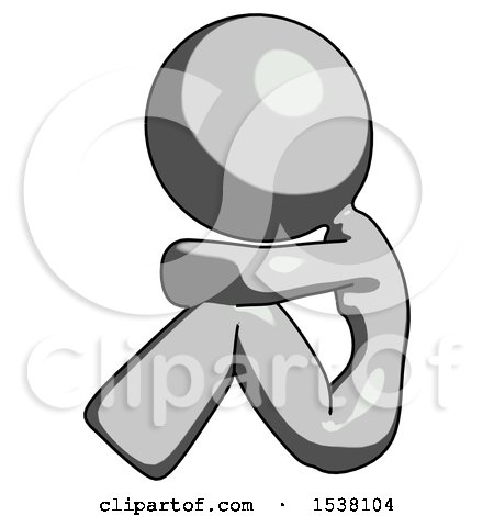 Gray Design Mascot Woman Sitting with Head down Facing Sideways Left by Leo Blanchette