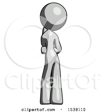 Gray Design Mascot Woman Thinking, Wondering, or Pondering, Rear View by Leo Blanchette