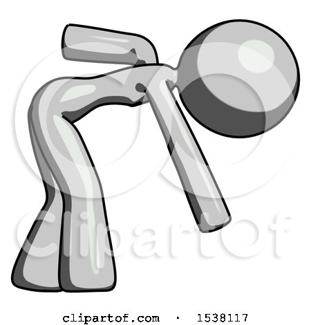 Gray Design Mascot Woman Bent over Picking Something up by Leo Blanchette