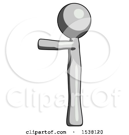 Gray Design Mascot Man Pointing Left by Leo Blanchette