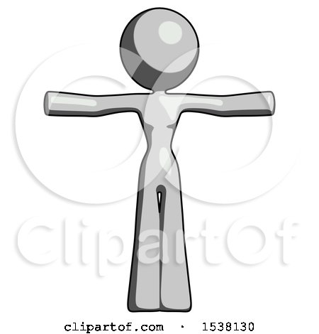 Gray Design Mascot Woman T-Pose Arms up Standing by Leo Blanchette