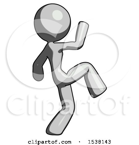 Gray Design Mascot Woman Kick Pose Start by Leo Blanchette