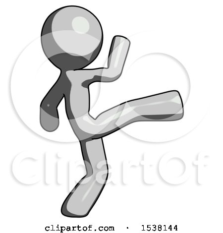 Gray Design Mascot Man Kick Pose by Leo Blanchette