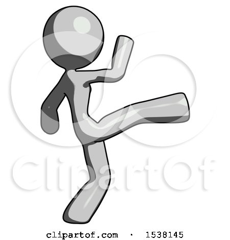 Gray Design Mascot Woman Kick Pose by Leo Blanchette