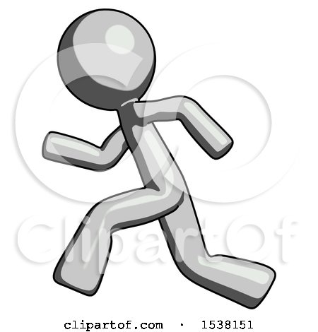 Gray Design Mascot Man Running Fast Left by Leo Blanchette