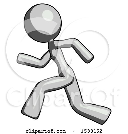 Gray Design Mascot Woman Running Fast Left by Leo Blanchette