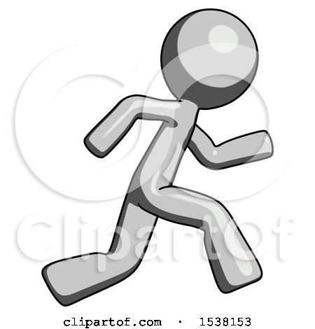 Gray Design Mascot Man Running Fast Right by Leo Blanchette