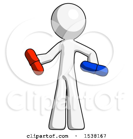 White Design Mascot Man Red Pill or Blue Pill Concept by Leo Blanchette