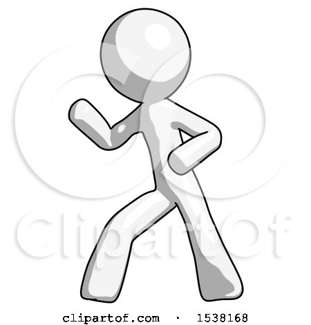 White Design Mascot Man Martial Arts Defense Pose Left by Leo Blanchette