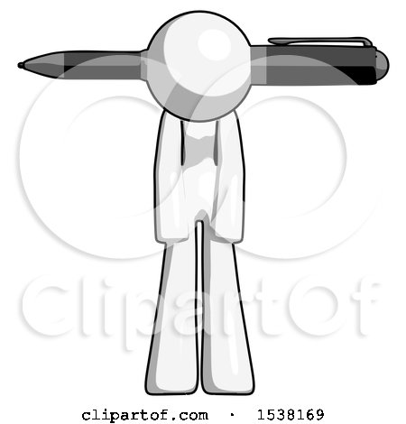 White Design Mascot Woman Pen Stuck Through Head by Leo Blanchette