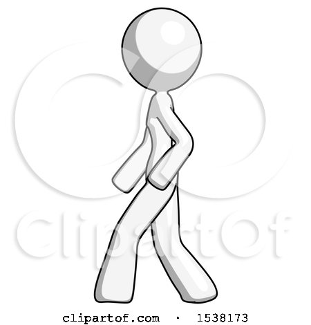 White Design Mascot Woman Walking Left Side View by Leo Blanchette
