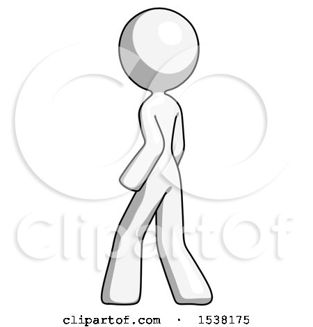 White Design Mascot Woman Walking Away Direction Left View by Leo Blanchette