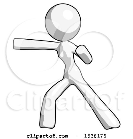 White Design Mascot Woman Martial Arts Punch Left by Leo Blanchette