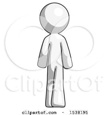 White Design Mascot Man Walking Away, Back View by Leo Blanchette