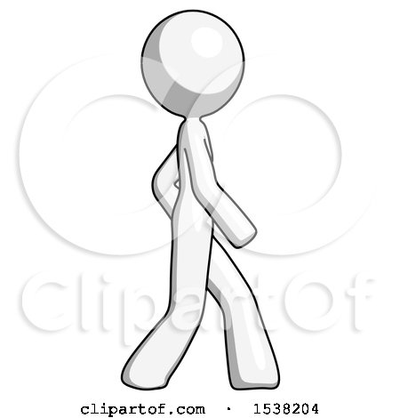 White Design Mascot Woman Walking Right Side View by Leo Blanchette