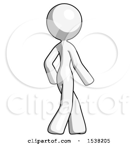 White Design Mascot Woman Walking Away Direction Right View by Leo Blanchette