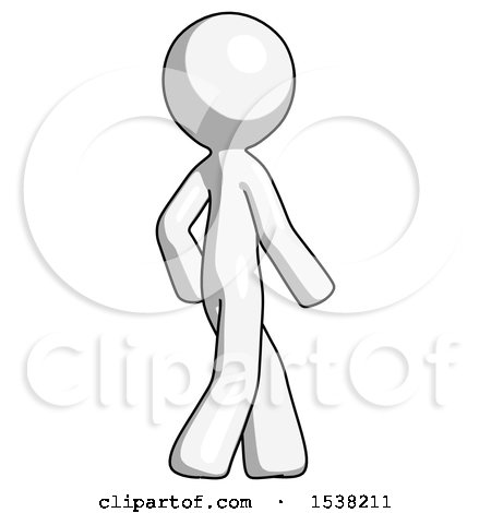 White Design Mascot Man Walking Away Direction Right View by Leo Blanchette