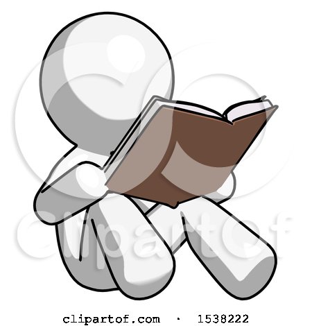 White Design Mascot Man Reading Book While Sitting down by Leo Blanchette