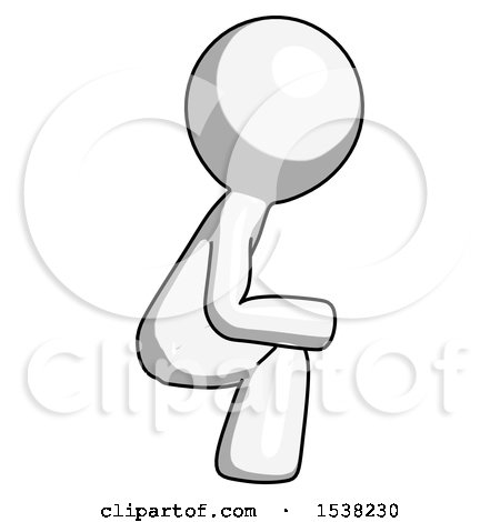 White Design Mascot Man Squatting Facing Right by Leo Blanchette