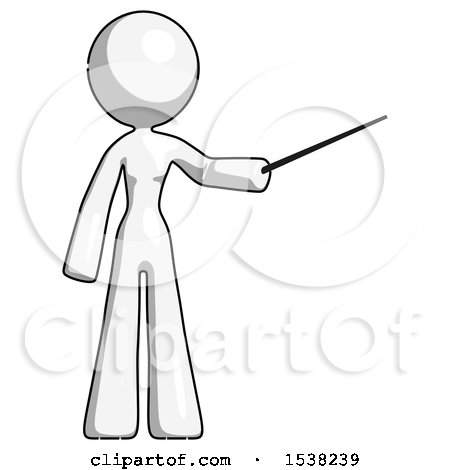 White Design Mascot Woman Teacher or Conductor with Stick or Baton Directing by Leo Blanchette
