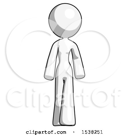 White Design Mascot Woman Walking Front View by Leo Blanchette