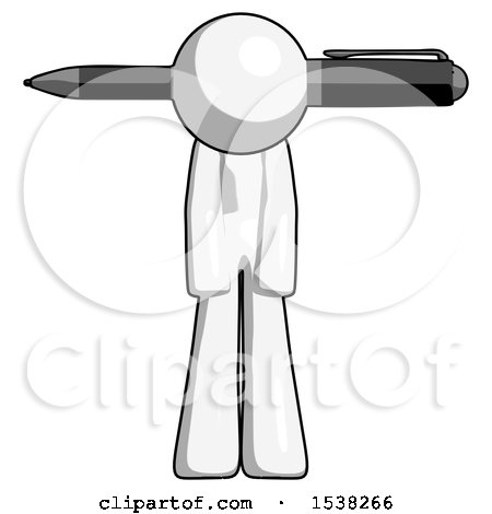 White Design Mascot Man Head Impaled with Pen by Leo Blanchette