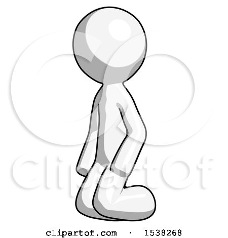 White Design Mascot Man Kneeling Angle View Left by Leo Blanchette