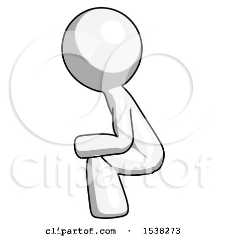 White Design Mascot Man Squatting Facing Left by Leo Blanchette