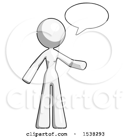 White Design Mascot Woman with Word Bubble Talking Chat Icon by Leo Blanchette