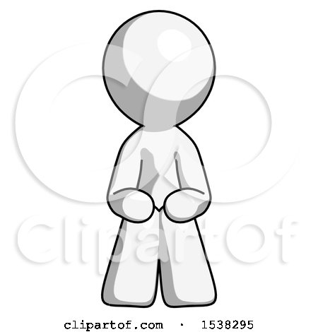 White Design Mascot Man Squatting Facing Front by Leo Blanchette