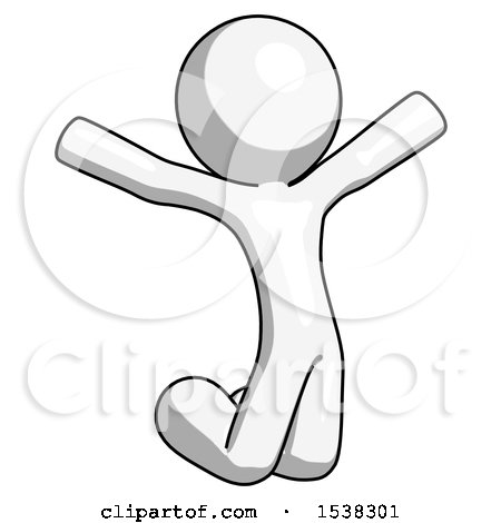 White Design Mascot Man Jumping or Kneeling with Gladness by Leo Blanchette