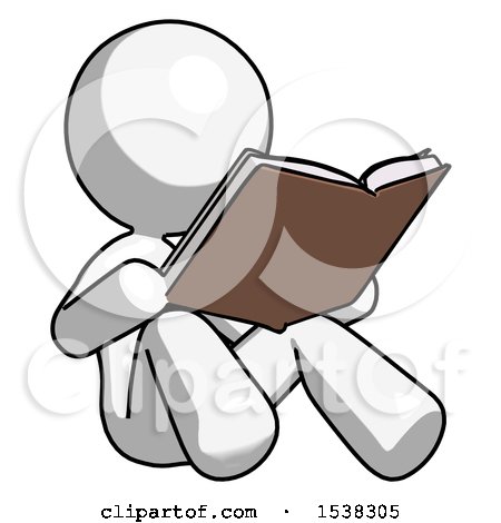 White Design Mascot Woman Reading Book While Sitting down by Leo Blanchette