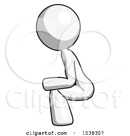 White Design Mascot Woman Squatting Facing Left by Leo Blanchette