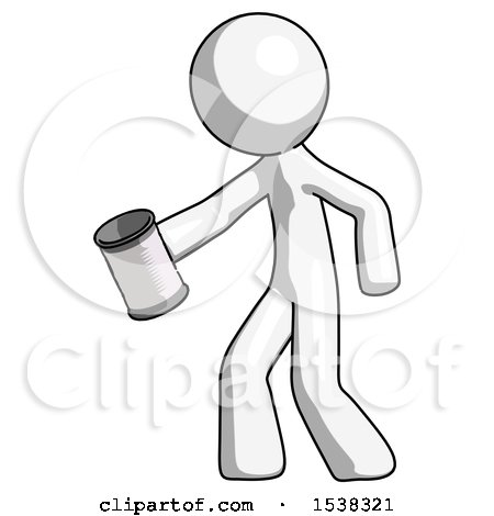 White Design Mascot Man Begger Holding Can Begging or Asking for Charity Facing Left by Leo Blanchette