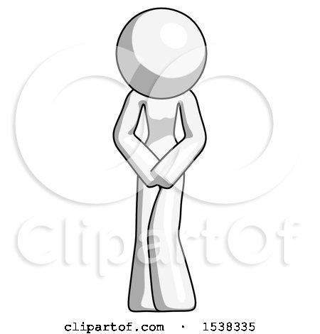 White Design Mascot Female Bending over Sick or in Pain by Leo Blanchette