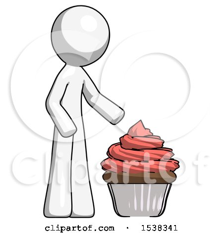 White Design Mascot Man with Giant Cupcake Dessert by Leo Blanchette