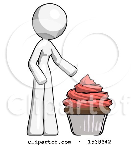 White Design Mascot Woman with Giant Cupcake Dessert by Leo Blanchette