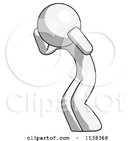 White Design Mascot Man with Headache or Covering Ears Turned to His Left by Leo Blanchette