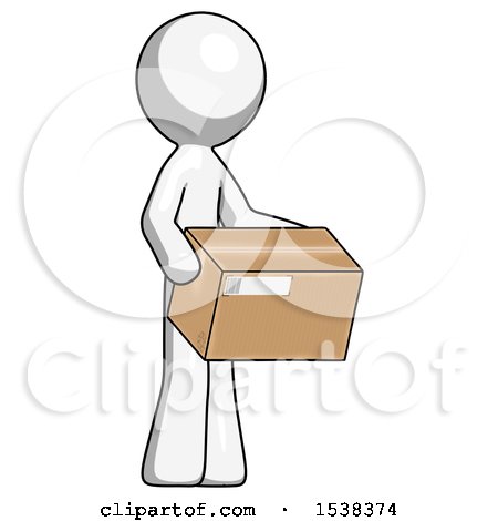 White Design Mascot Man Holding Package to Send or Recieve in Mail by Leo Blanchette