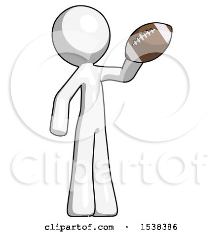 White Design Mascot Man Holding Football up by Leo Blanchette