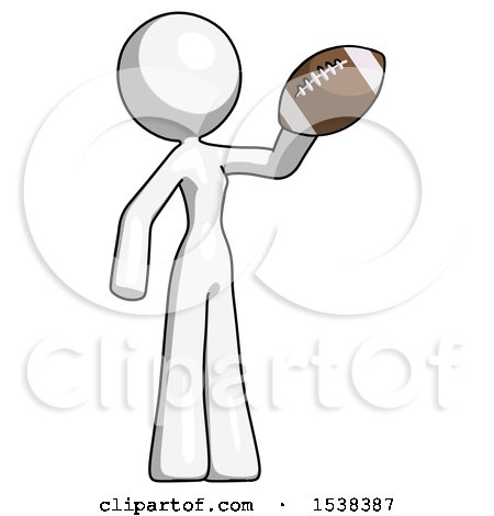 White Design Mascot Woman Holding Football up by Leo Blanchette