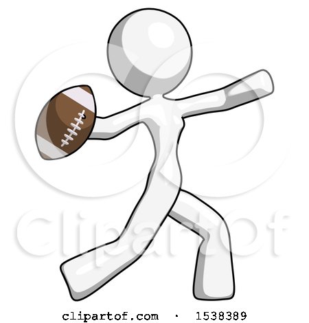 White Design Mascot Woman Throwing Football by Leo Blanchette