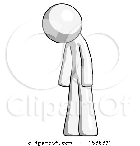 White Design Mascot Man Depressed with Head down Turned Left by Leo Blanchette
