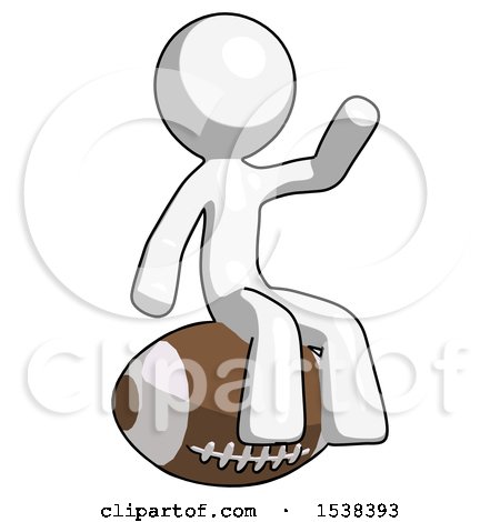 White Design Mascot Man Sitting on Giant Football by Leo Blanchette