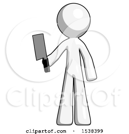White Design Mascot Man Holding Meat Cleaver by Leo Blanchette