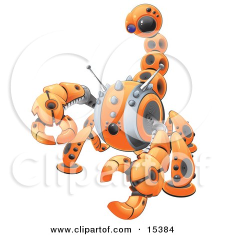 Orange Scorpion Robot In Defense Pose, Preparing To Attack Clipart Image Picture by Leo Blanchette