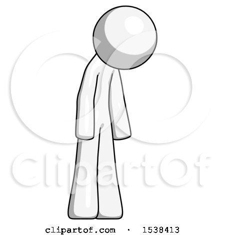 White Design Mascot Man Depressed with Head down Turned Right by Leo Blanchette