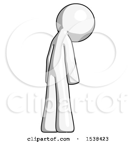 White Design Mascot Man Depressed with Head Down, Back to Viewer, Right by Leo Blanchette